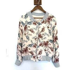 Saltwater Luxe Women's Bomber Floral Jacket Retro Letterman Lightweight
